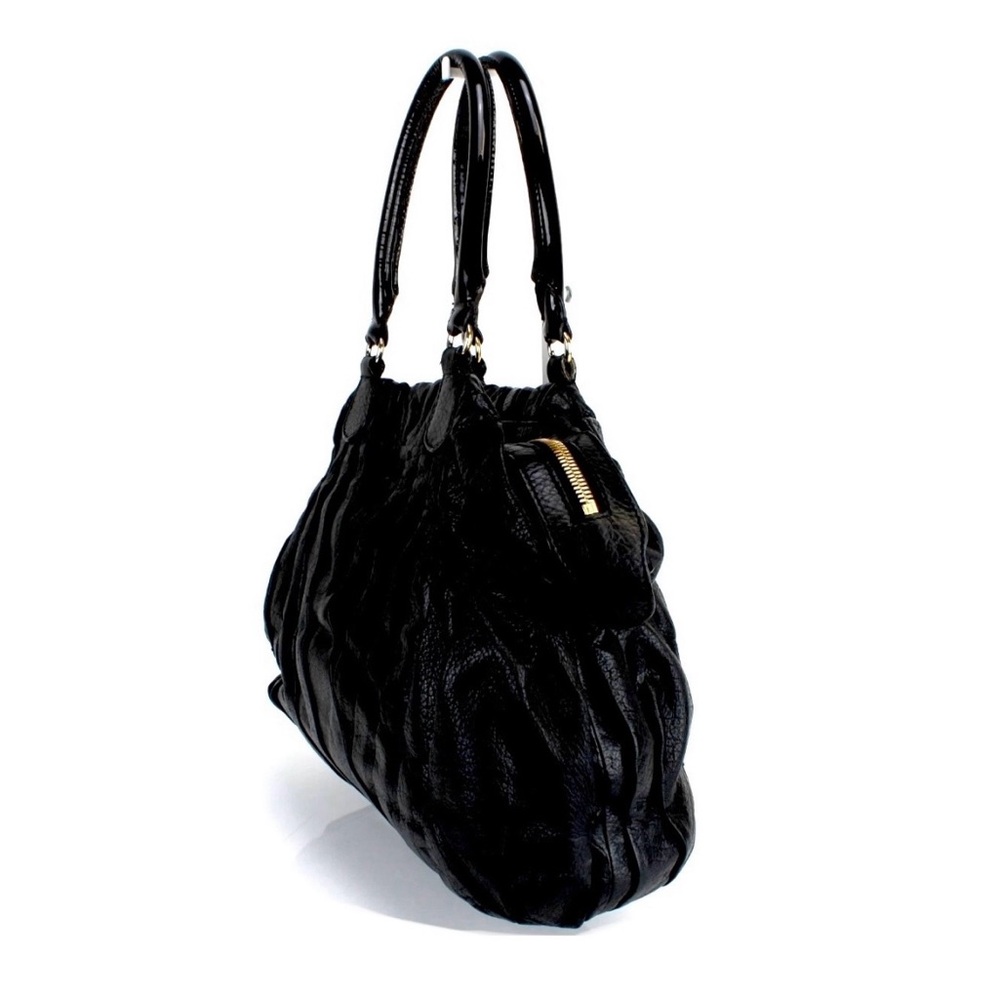 Valentino Garavani Pleated Pintucked Black Maison Leather Satchel /Purse * MINT